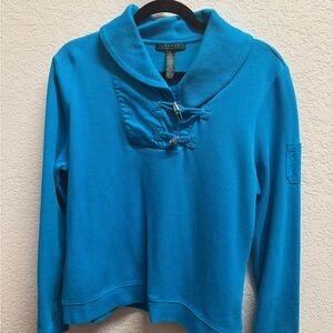 Lauren Ralph Lauren Bright Blue Long-Sleeve Sweatshirt with Toggle Collar